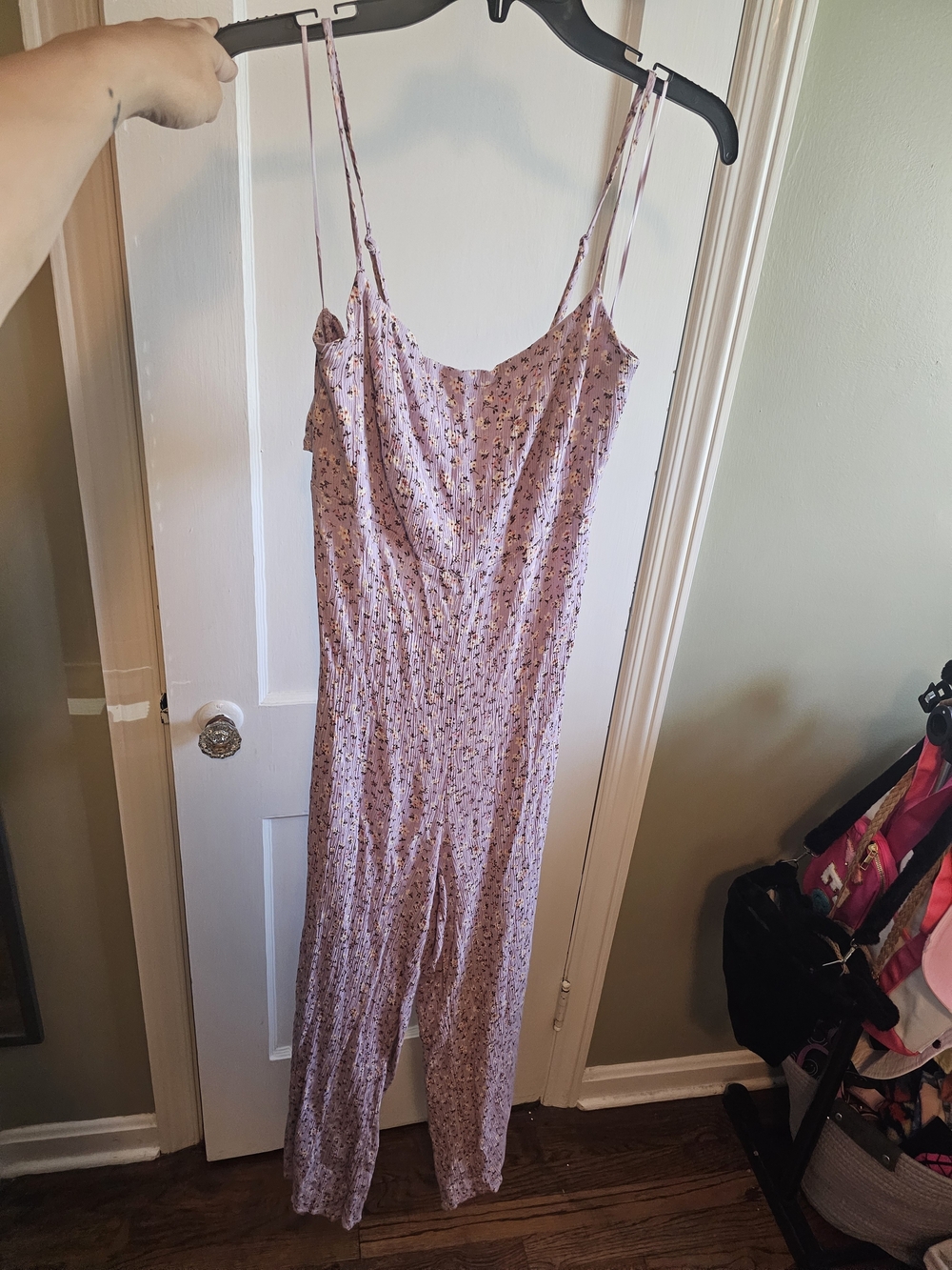 miami Lavender Floral Spaghetti-Strap Jumpsuit